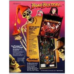Bonebusters Pinball FLYER Original 8.5" x 11" Halloween Horror Skeletons 1989